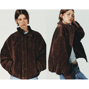 NEW ZARA 100% suede leather jacket 4341 size S